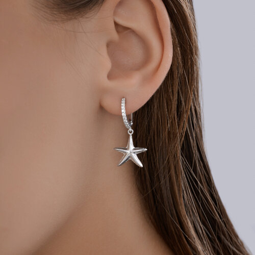 Cercei Creole din argint  cu pietre Cubic Zirconia Incolor