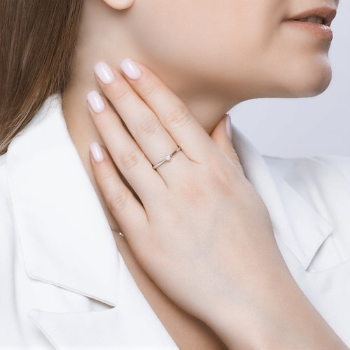 Inel din aur alb cu pietre Diamant