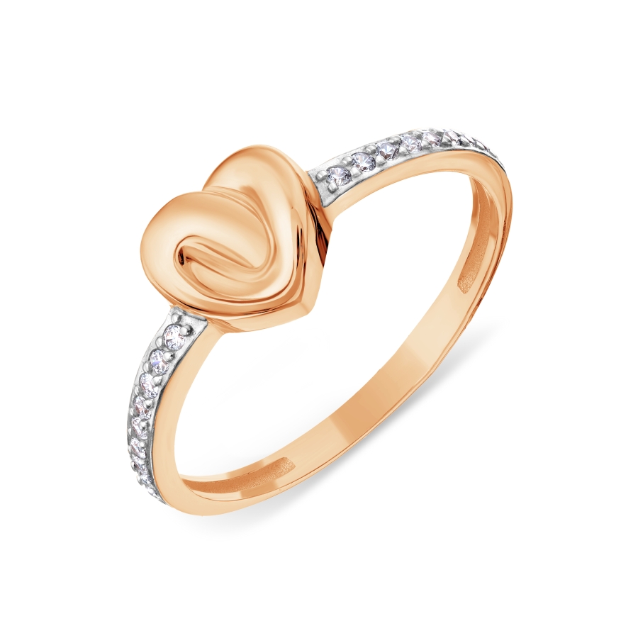 Inel din aur roșu cu pietre Cubic Zirconia Incolor