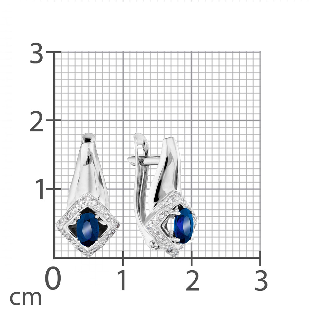 Cercei din aur alb cu pietre Diamant, Safir