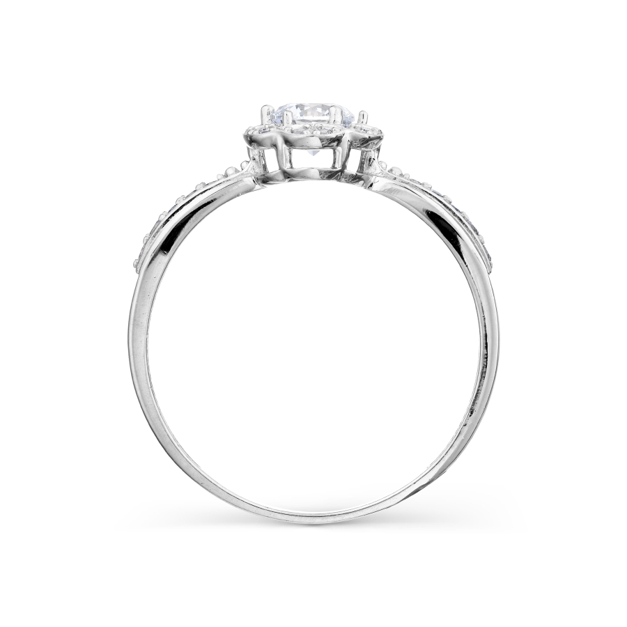 Inel din aur alb cu pietre Cubic Zirconia Incolor