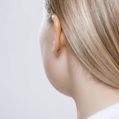 Cercei Pusete din aur alb cu pietre Cubic Zirconia Incolor
