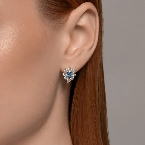 Cercei din argint cu Cubic Zirconia Incolor, Topaz Swiss