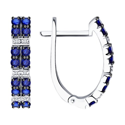 Cercei din aur alb cu pietre Diamant, Safir