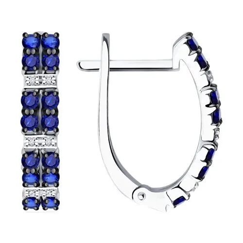 Cercei din aur alb cu Diamant, Safir