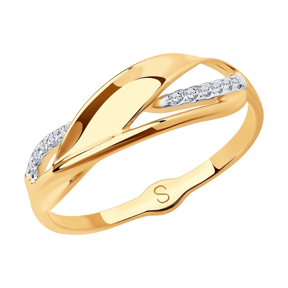 Inel din aur roșu cu pietre Cubic Zirconia Incolor