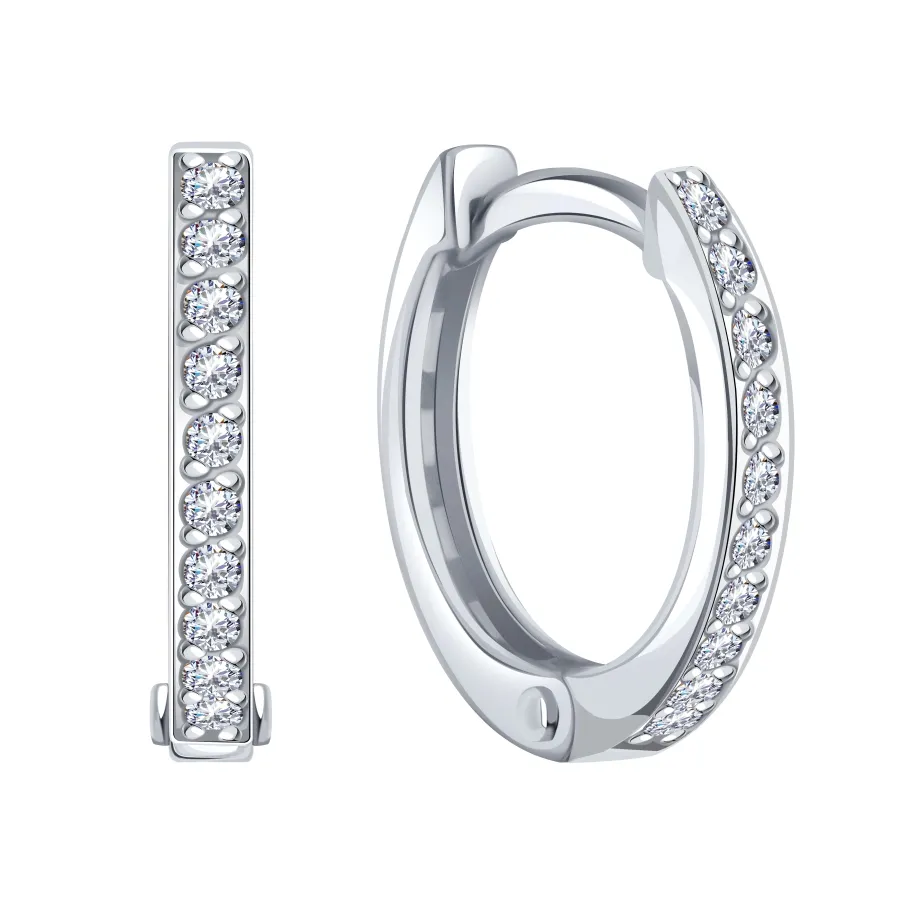 Cercei Creole din aur alb cu Diamant