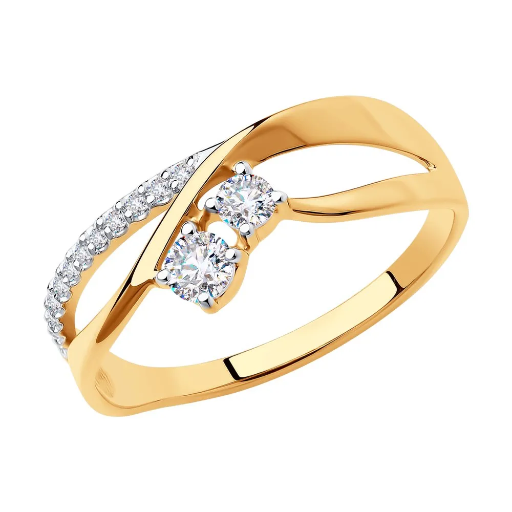 Inel din aur roșu cu Cubic Zirconia Incolor