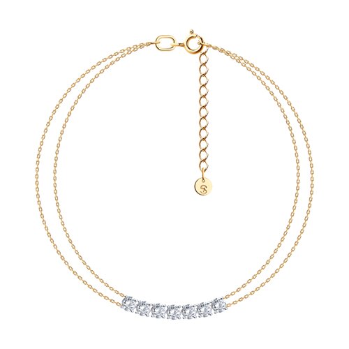 Браслет из красного золота с камнями Фианит