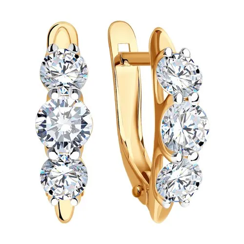 Cercei din aur roșu cu Cubic Zirconia Incolor
