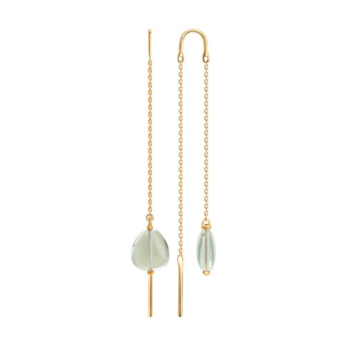 Cercei Lanț din aur roșu cu pietre Prasiolit