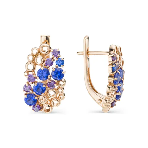 Cercei din aur roșu cu Cubic Zirconia Liliachiu, Corindon