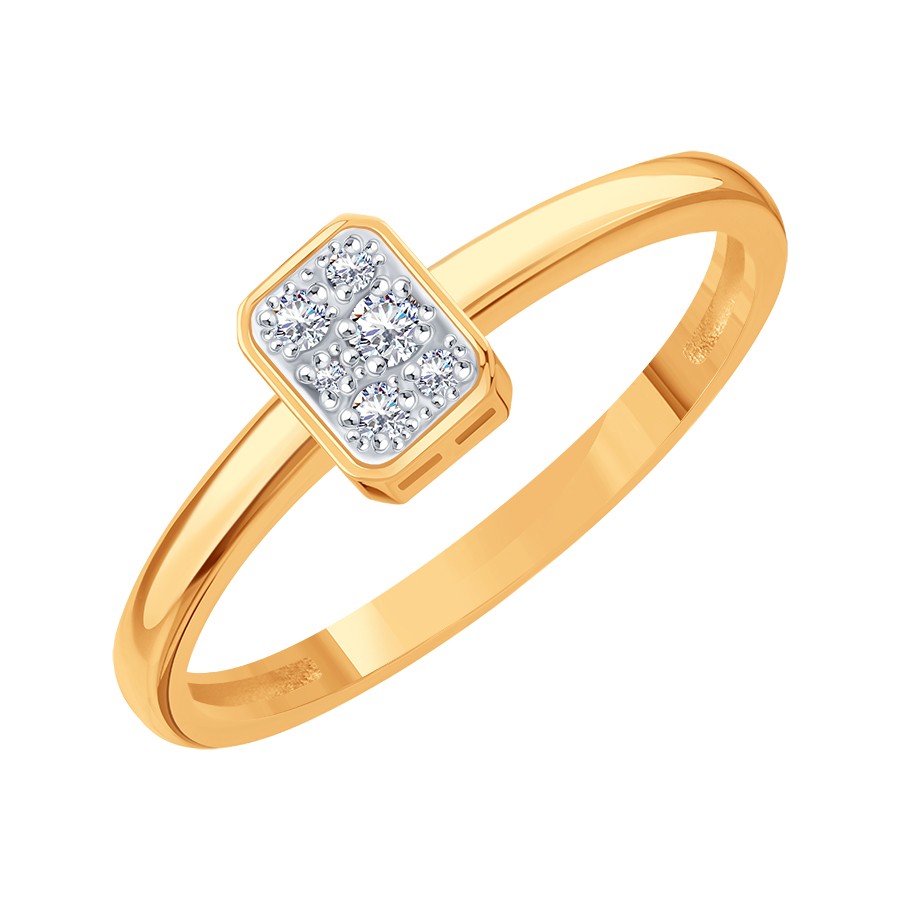 Кольцо из красного золота с камнями Бриллиант