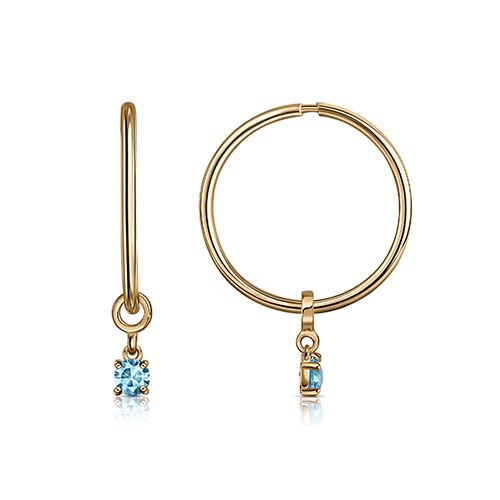 Cercei Creole din aur roșu cu pietre Cubic Zirconia Albastru