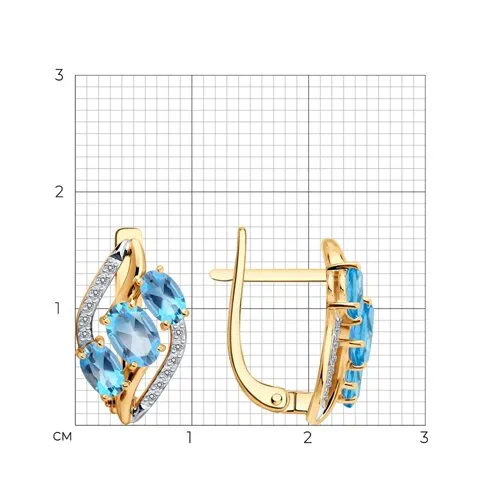 Cercei din aur roșu cu Cubic Zirconia Incolor, Topaz Swiss