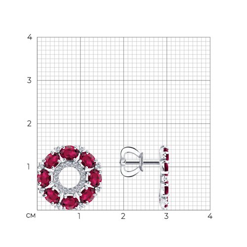 Cercei Pusete din aur alb cu pietre Diamant, Rubin