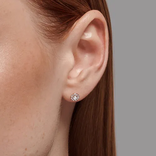 Cercei Pusete din aur roșu cu Cubic Zirconia Incolor