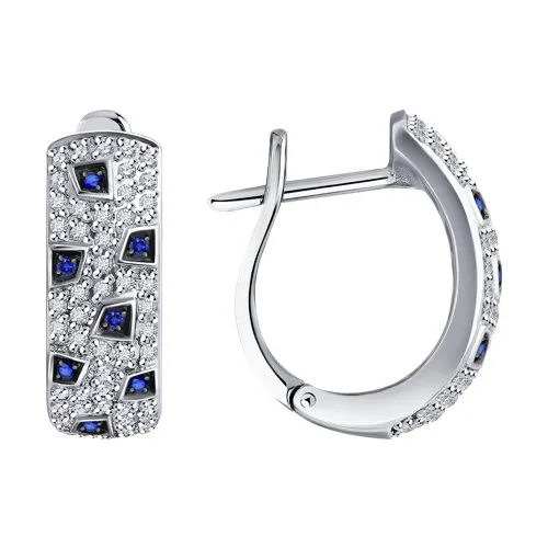 Cercei din aur alb cu Diamant, Safir