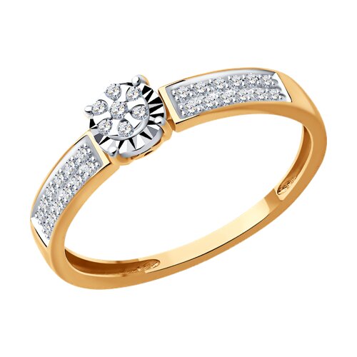 Inel din aur alb și roșu cu pietre Diamant