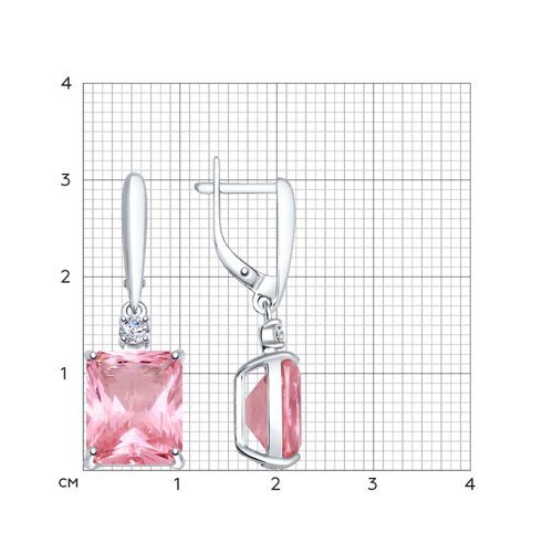 Cercei Suspendați din argint  cu pietre Cubic Zirconia Incolor, Sital sintetic