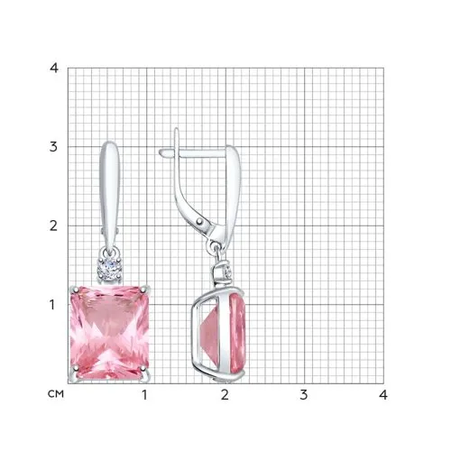 Cercei Suspendați din argint cu Cubic Zirconia Incolor, Sital sintetic