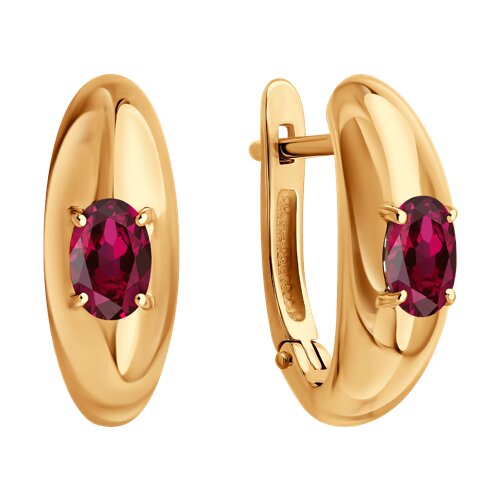 Cercei din aur roșu cu pietre Rubin