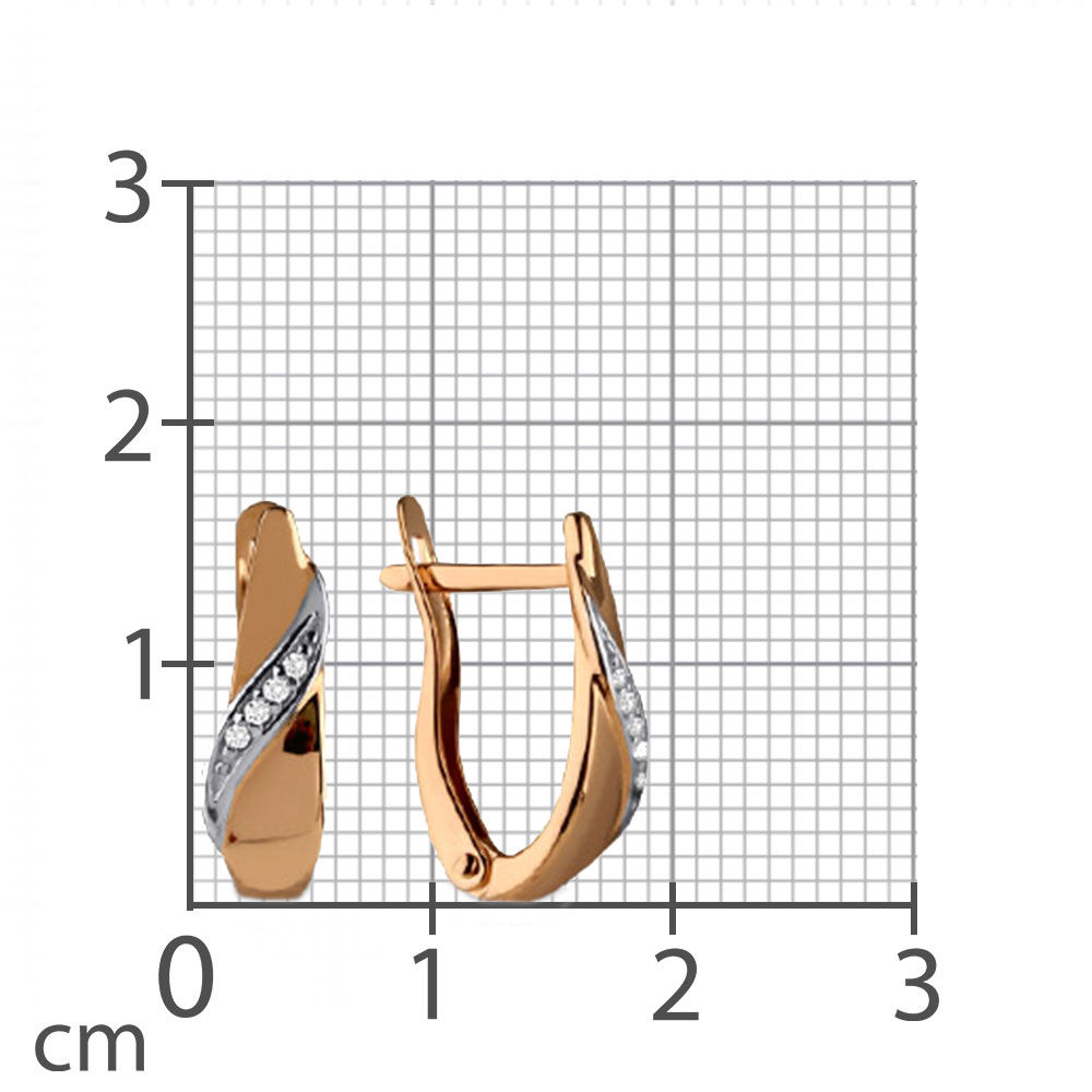 Cercei din aur roșu cu pietre Cubic Zirconia Incolor