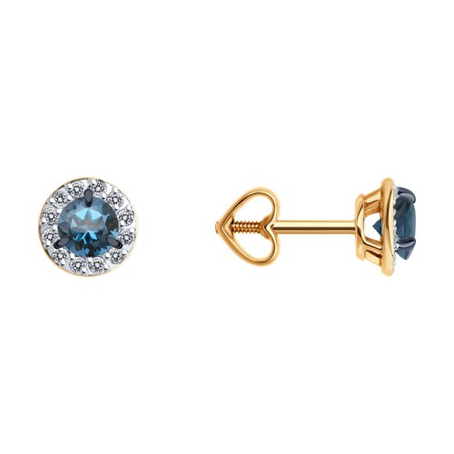 Cercei Pusete din aur roșu cu pietre Cubic Zirconia Incolor, Topaz London