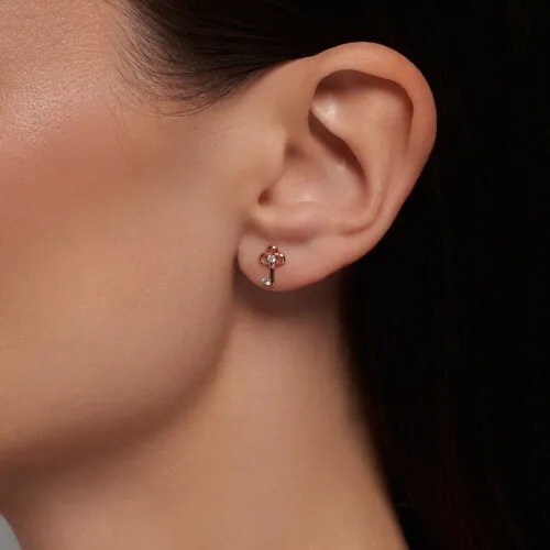 Cercei Pusete din aur roșu cu Cubic Zirconia Incolor