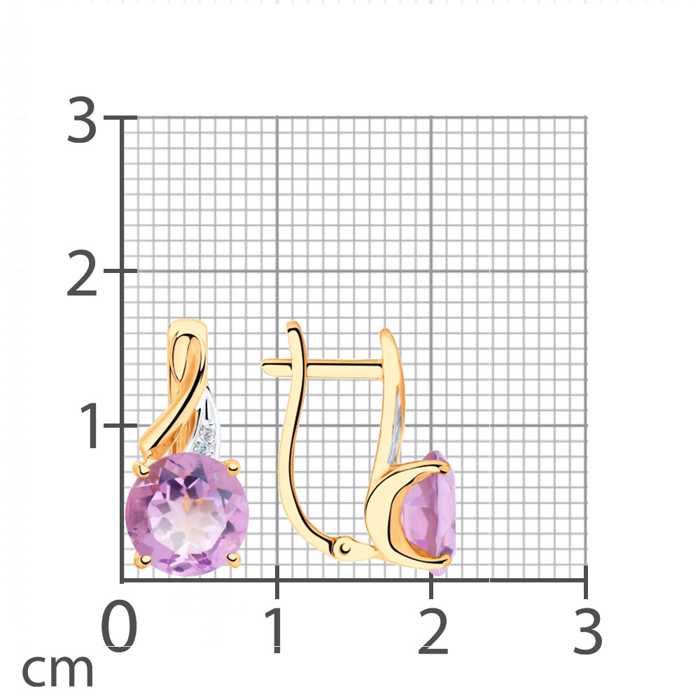 Cercei din aur roșu cu pietre Cubic Zirconia Incolor, Ametist