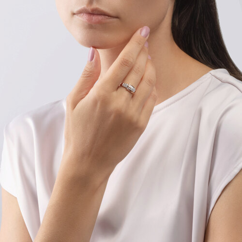 Inel din aur roșu cu pietre Cubic Zirconia Incolor