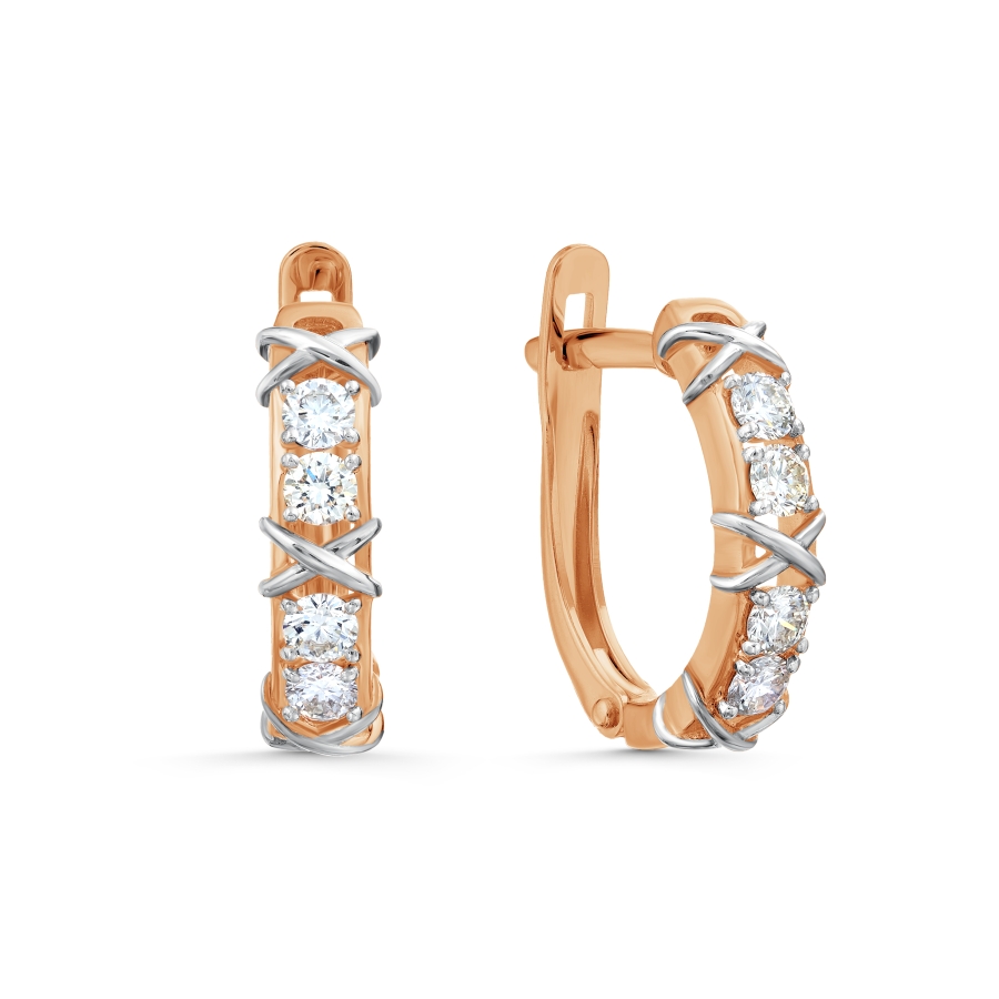 Cercei din aur roșu cu pietre Diamant