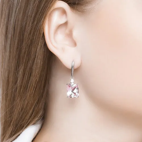 Cercei Suspendați din argint cu Cubic Zirconia Incolor, Sital sintetic