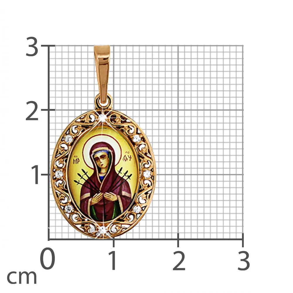 Iconiță din aur roșu cu Cubic Zirconia Incolor