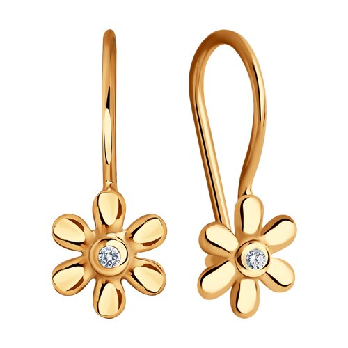 Cercei p-u copii din aur roșu cu pietre Cubic Zirconia Incolor