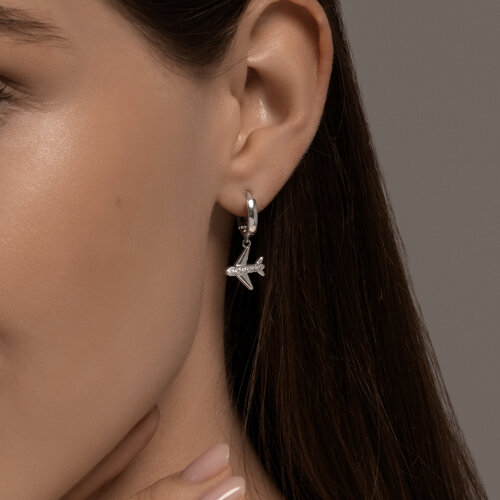 Cercei Creole din argint  cu pietre Cubic Zirconia Incolor