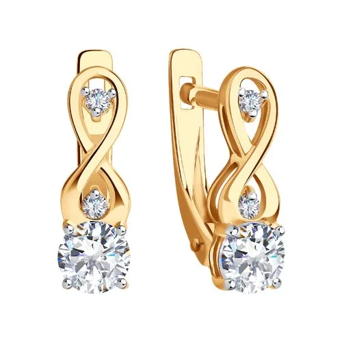 Cercei din aur roșu cu Cubic Zirconia Incolor