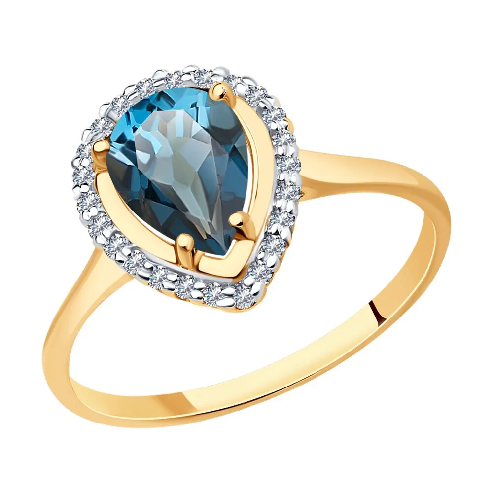 Inel din aur roșu cu Cubic Zirconia Incolor, Topaz London