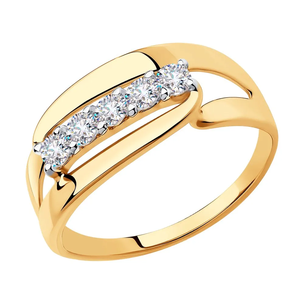 Inel din aur roșu cu Cubic Zirconia Incolor
