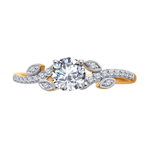 Кольцо из красного золота с камнями Фианит