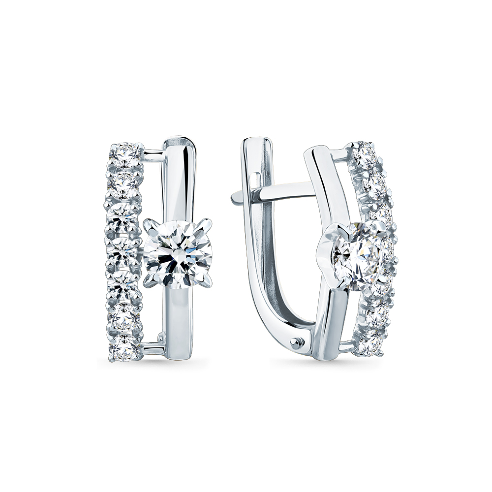 Cercei din aur alb cu Cubic Zirconia Incolor