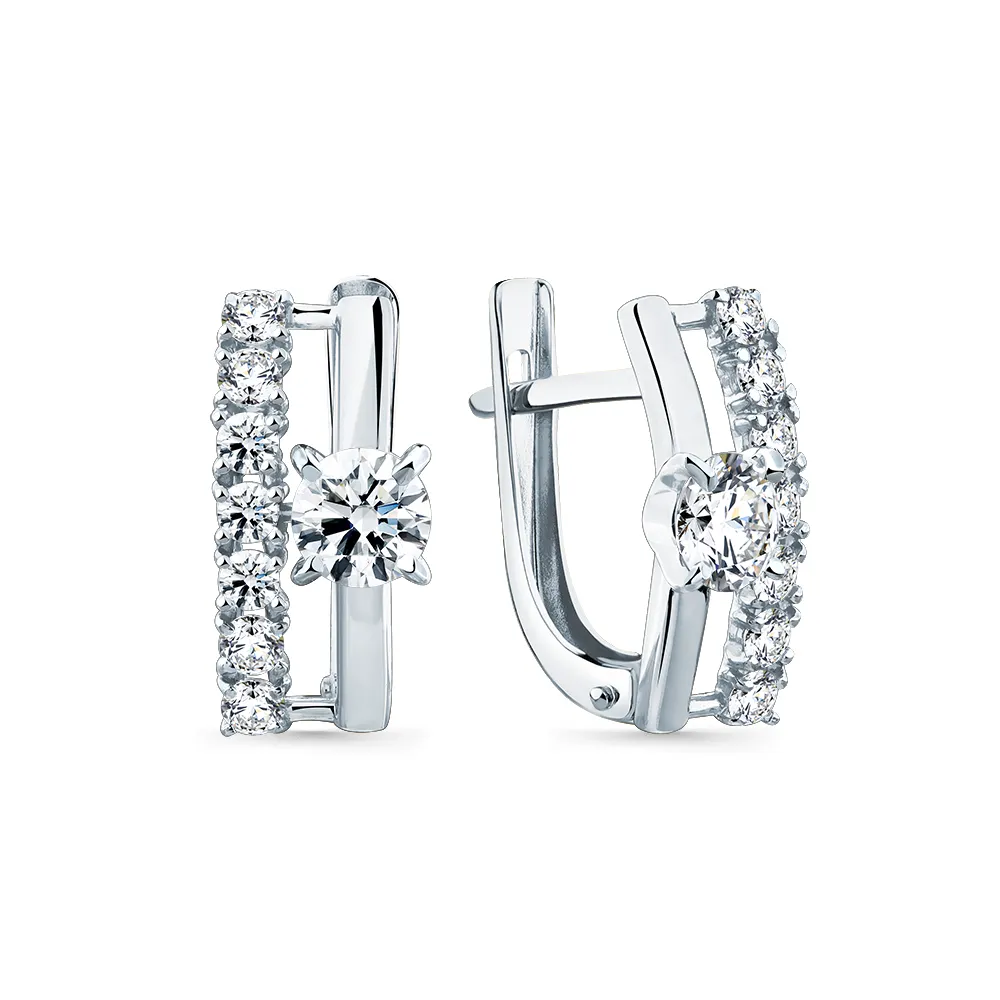 Cercei din aur alb cu Cubic Zirconia Incolor