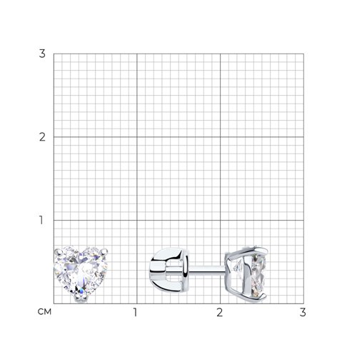 Cercei Pusete din aur alb cu pietre Cubic Zirconia Incolor