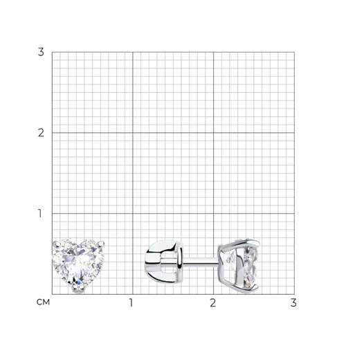 Cercei Pusete din aur alb cu Cubic Zirconia Incolor
