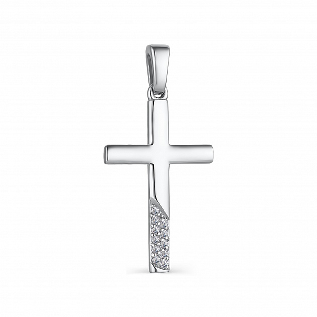 Cruce din aur alb cu pietre Diamant