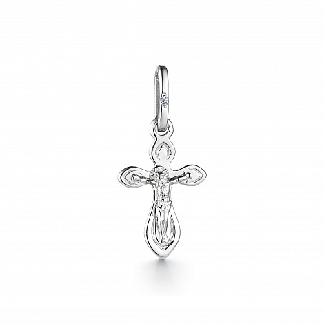 Cruce din aur alb cu pietre Diamant