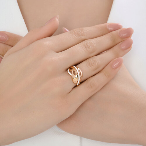 Inel din aur roșu cu pietre Cubic Zirconia Incolor