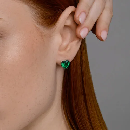 Cercei Pusete din argint cu Cubic Zirconia Verde