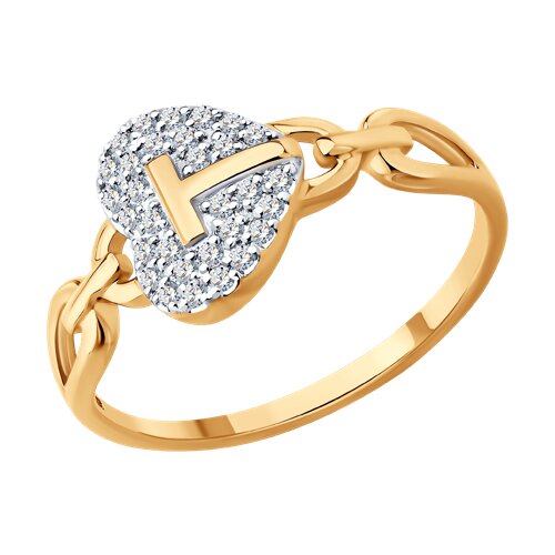 Кольцо из красного золота с камнями Бриллиант