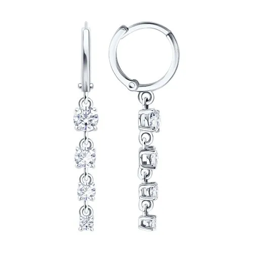 Cercei Creole din aur alb cu Cubic Zirconia Incolor